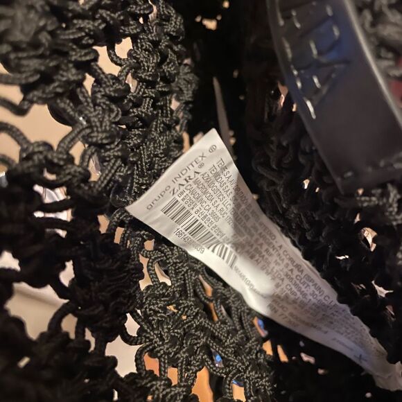 ZARA Black Crocheted Rhinestone Jeweled Evening Purse - Picture 8 of 16